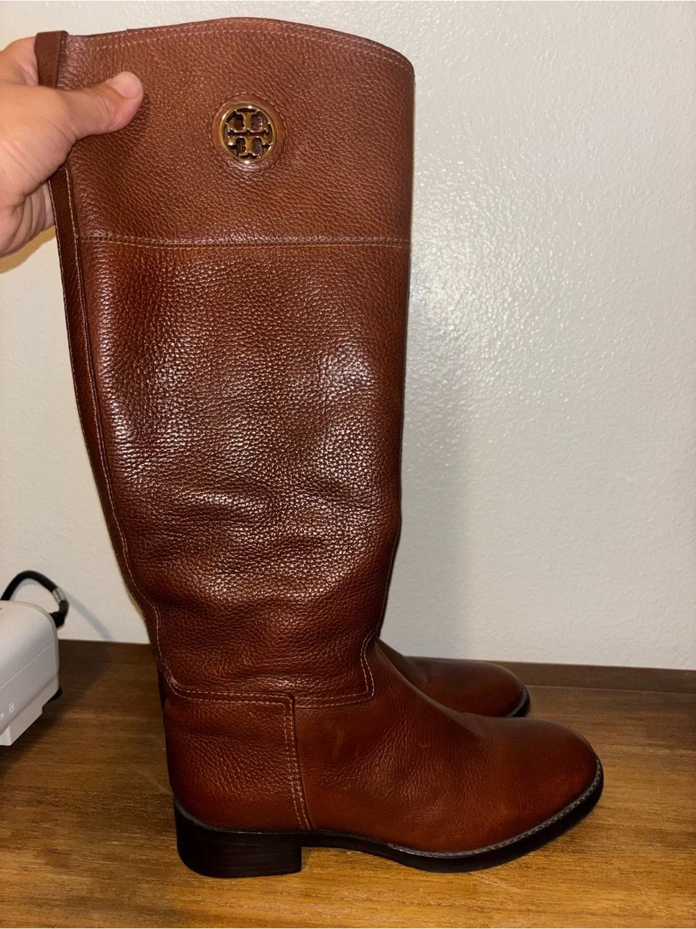 Tory Burch Junction Brown Pebbled Leather Tall Riding Boots Size 7.5 EUC! $498 - Picture 7 of 9